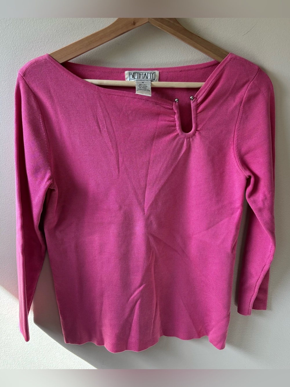 Bethany Vintage Pink Silk Blend Quarter Sleeve Top